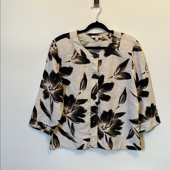 JM Collection Tops - JM Collection Floral Linen Shacket Sz 18